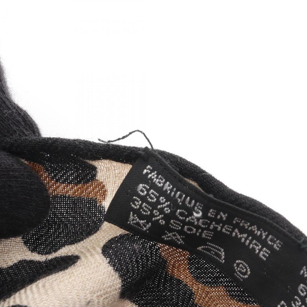 Hermes leopard print stole, silk, cashmere, women's, beige, black, brown. - Picture 3 of 10